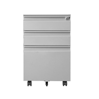 Meuble de rangement de bureau mobile contemporain en acier à 3 tiroirs, verrouillable, sur roulettes, pour distributeur