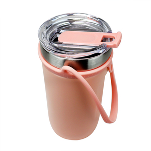 Nhà Máy Tùy Chỉnh Thép Không Gỉ Cốc <span class=keywords><strong>Silicone</strong></span> Xử Lý Push-Nắp Không-Trượt Rãnh Dưới Cốc Cà Phê Cốc Với Tay Cầm Đàn Hồi - Product Image 4