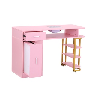 Mesa de Manicura Moderna de Madera Rosa con Colector de Polvo y Soporte Dorado, Mueble de Salón para Salón de Belleza y Tienda de <span class=keywords><strong>Uñas</strong></span> - Product Image 6