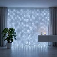 Guirlandes lumineuses LED d'extérieur, rideaux lumineux, indice de protection IP20, plastique, jardin, PVC, certifié FCC, 3500K blanc chaud