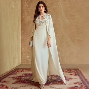 Robe longue de soirée de luxe <span class=keywords><strong>vert</strong></span> menthe à sequins et perles, sans manches, pour femme, avec option cape, livraison rapide, logo personnalisé - Product Image 6