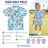 Meisjes Jeugd Golf Polo Shirt Loose Fit Geweven Stof 100% Katoen Print Design Borduurwerk Logo Vierweg Stretch Performance Kleding
