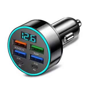 <span class=keywords><strong>Chargeur</strong></span> <span class=keywords><strong>de</strong></span> voiture USB C 6 en 1 avec écran LED, charge super rapide, adaptateur pour véhicule pour iPhone <span class=keywords><strong>Samsung</strong></span>, produits tendance 2025, nouveautés - Product Image 2