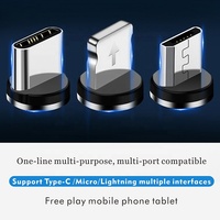 Câble de charge magnétique 3 en 1 tressé, câble de charge magnétique pour téléphone, câble USB de type C pour iPhone