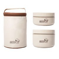 Ensemble de boîtes à lunch Snoopys en acier inoxydable 304, 4 pièces, conteneur alimentaire isotherme avec sac thermique