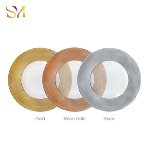 Piatto di Presentazione in Vetro da 13 Pollici, Elettroplaccato Argento, Elegante Sottopiatto Rotondo Trasparente per Matrimoni, Eventi e Feste - Product Image 6