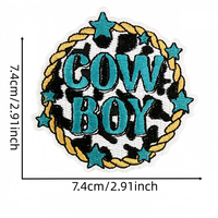 Patch brodé personnalisé style western, motif cactus et cowboy, thermocollant et à coudre, pour chapeaux, vêtements, sacs, fourniture en gros, badge DIY