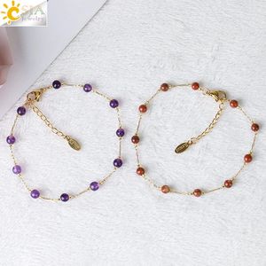 CSJA CSJA — Bracelet en cristal et acier inoxydable, nouvelle chaîne à maillons ajustables, couleur or, avec pierres naturelles, pour femmes, G908 - Product Image 4