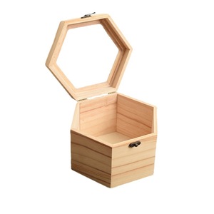 Boîte en bois pour fleurs séchées 15x15x10 cm, couvercle en verre rectangulaire, boîte de rangement pour bijoux, emballage cadeau - Product Image 5