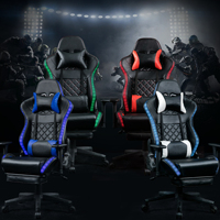 Silla Gamer VANBOW, Totalmente Negra, de Cuero PU, para Computadora y Juegos de PC, con Luces LED RGB, Masaje y Diseño Racing