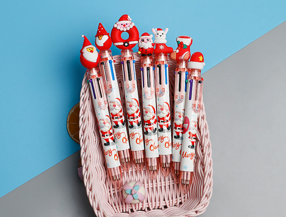 Christmas Six Color Ballpoint Pen Cartoon Santa Reindeer Snowman Multi ...