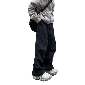 Pantalon cargo évasé décontracté vintage 2025 pour homme, avec fermeture éclair, démontable, à boutons, en laine peignée, service OEM - Product Image 1
