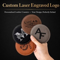 Ensembles de sous-verres classiques en cuir PU gravables au laser UV avec logo personnalisé, kit de support écologique pour mariage