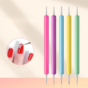 NAB070 5 stylos <span class=keywords><strong>à</strong></span> points pour nail art avec pinceau en silicone, perles de cristal, strass, pierres précieuses, bâtonnets de <span class=keywords><strong>dessin</strong></span> et de peinture, outils de manucure - Product Image 4