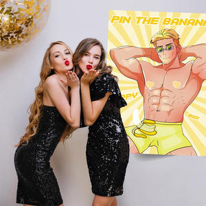 Set Permainan masker mata Poster dekorasi pesta tema lucu pria otot Set stiker Selamat Ulang Tahun permainan Mini pesta menyenangkan - Product Image 4