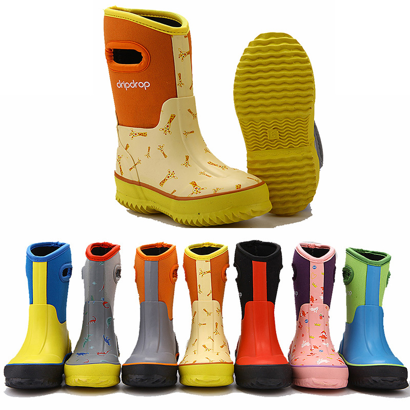 SgJHXb Bottes De Pluie Pour Garçons Mi-Mollet Avec Manchette R Glable Confortables Antid Rapantes Chaussures Jeu Ext Rieur Usage Quotidien L Cole Et - 8