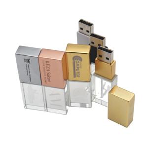 Clé USB de haute qualité clé USB 32 Go 64 Go 128 Go 256 Go clé USB en verre cristal avec lumière LED clé USB en verre - Product Image 3