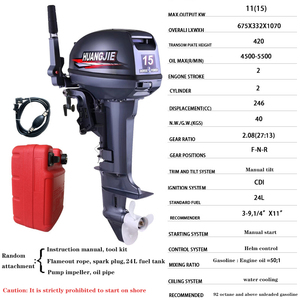 Moteur hors-bord 2 temps 15 CV, moteur de bateau à essence avec une forte <span class=keywords><strong>propulsion</strong></span> pour les bateaux de pêche/bateaux de travail - Product Image 6