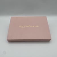 Boîte cadeau magnétique rose personnalisée avec autocollant de remerciement, logo estampé or, emballage en papier texturé de luxe pour journal