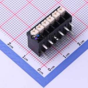 JL212R-35006B01 Spring Terminal Block Bent Lead Through Hole,P=3.5mm Connector 1x6P 3.5mm Black Right Angle Insert - Product Image 1