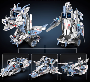 مجموعة بناء روبوتات بلاستيكية للبرمجة والتحكم عن بعد <span class=keywords><strong>5</strong></span> في 1، نموذج شاحنات قابل للتجميع مع تحكم عن بعد عبر تطبيق، مشاريع ميكانيكية - Product Image 4