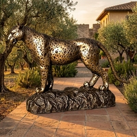 Sculpture de léopard en bronze massif sur mesure - Art animalier classique personnalisé, sur commande, sculpture en bronze