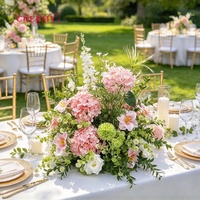 Centre de table de mariage en plein air, arrangement de fleurs artificielles en soie, bouquet floral rose et blanc pour réception de fête