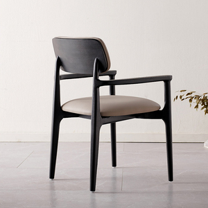 <span class=keywords><strong>Fauteuil</strong></span> de salle à manger moderne en bois de frêne massif avec assise en similicuir rembourré pour usage domestique/restaurant (Koweït, EAU, Australie) - Product Image 5
