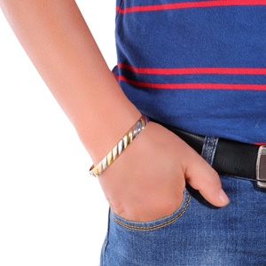 Pure <b>Copper</b> Magnetic Arab Gold Fashion Bangle Unique Design Jewel Cuff <b>Bracelet</b> Health Therapy Gift Box - Product Image 2