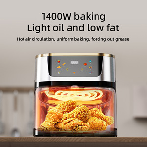 Freidora de aire táctil inteligente grande de 10L con electrodomésticos modernos de acero inoxidable de 1 año Pantalla en inglés Forma cuadrada - Product Image 3
