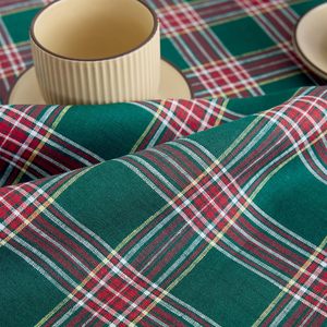 Handcrafted Pure Linen Dinner <strong>Napkins</strong> Green <strong>Tartan</strong> Plaid Washable Cloth <strong>Napkins</strong> for Everyday Dining - Product Image 1