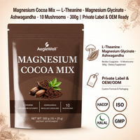 Mélange en poudre de cacao et de magnésium en gros avec L-Théanine, Glycinate de magnésium, Ashwagandha et mélange de champignons pour le bien-être quotidien