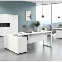 Bureau de direction en L en bois de luxe moderne avec tiroirs de rangement écologiques et assemblage facile