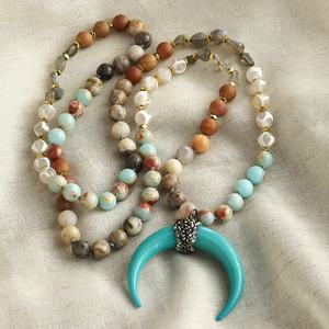 <span class=keywords><strong>Collier</strong></span> ethnique bohème pour femmes occidentales, pierre naturelle hématite, nœud, <span class=keywords><strong>collier</strong></span> en résine, strass, pendentif <span class=keywords><strong>lune</strong></span> croissante - Product Image 4