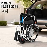 Fauteuil roulant médical portable avec accoudoirs rabattables pour un transfert facile, repose-pieds réglables en hauteur, coussin en maille respirante