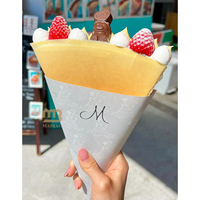 Disposable Hot Food Grade Paperboard Triangle Ice Cream Packaging Pizza Egg Bubble Waffle Packing Holder Paper Crepe Cone