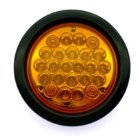 Feux de Travail Rondes à 24 LED de 4 Pouces 12V 24V Ambre Rouge Vert Clair pour Véhicules, Feux Arrière/Stop/Clignotants pour Camions et Remorques.