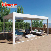 Pergola bioclimatique au design moderne 3x3-6x4m, auvent extérieur en aluminium, fixation murale, couverture à lames étanches, pergola gazebo