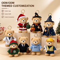 Cadeaux promotionnels de Noël, porte-clés en peluche ours mascotte d'entreprise, jouet en peluche, fabricant d'animaux en peluche, OEM ODM avec logo