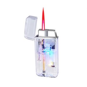 LED Light Transparent Case Plastic Windproof Torch <b>Lighter</b> Red Flame Kuromi Hello Kitty Cartoon Cigarette Use Giveaways - Product Image 1