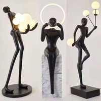 Lampe d'extérieur design humanoïde pour décor d'hôtel Lampe d'extérieur salon Lumière Statue Sculpture Lampe sur pied Haute qualité Moderne Led Plastique 80 Rond