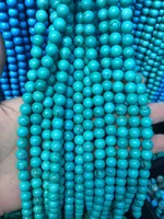 2022 Hochwertige 8 mm natürliche lose runde blaue türkis farbene Stein perlen für die Schmuck herstellung