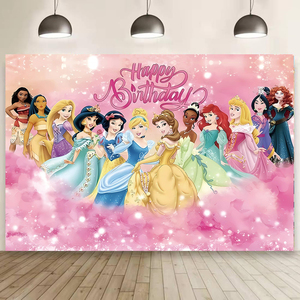 Fondo de fotografí<span class=keywords><strong>a</strong></span> con silueta de princesa rosa, decoración de fiesta glamurosa para niñas, pancarta personalizable - Product Image 3