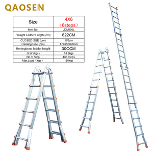 Industriële Ontwerpstijl Multifunctionele <span class=keywords><strong>4</strong></span> Sectie Telescopische Ladder 6 Treden Uitschuifbare Huishoudelijke Ladder Voor Gebruik Buitenshuis Thuis Gereedschap - Product Image 1