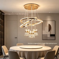 Lustre moderne luxueux en acrylique, design créatif en forme d'anneau, type suspendu, lampe de table pour salon et salle à manger, design simple, élégant et unique