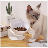 Gamelle inclinée transfrontalière pour chat, protège la colonne cervicale, anti-renversement, grande capacité, forme oreille, noire