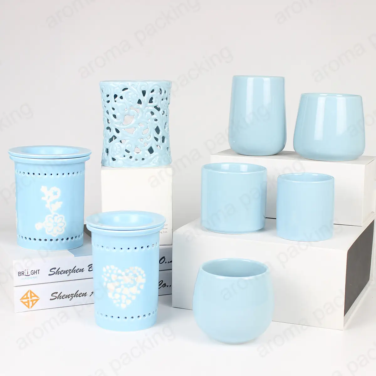 Nueva fabricación de velas perfumadas de cerámica de lujo 8OZ 10OZ Aromatheraly quemador de aceite esencial candelabros creativos para la decoración del hogar