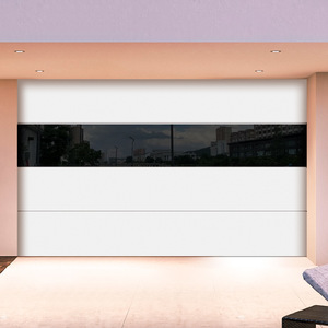 Portes de <span class=keywords><strong>garage</strong></span> sectionnelles automatiques intelligentes en aluminium transparent à bas prix, couleur bois brun, 7x16, pour les maisons - Product Image 2