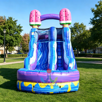Toboggan aquatique gonflable de qualité commerciale sur le thème de l'été avec décorations de crème glacée et piscine profonde pour les opérateurs d'événements festifs