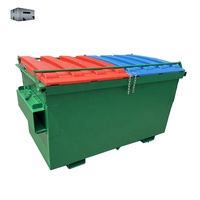 Nouvelle benne à déchets à chargement frontal avec canal pour chariot élévateur, 3 mètres cubes, en acier, écologique, pour déchets solides